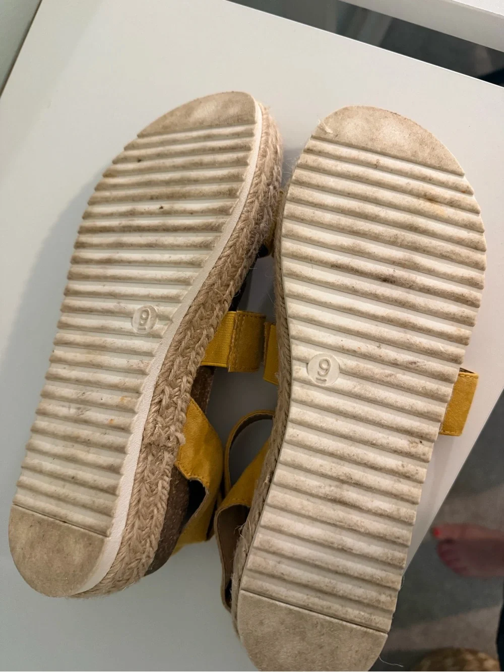 Women's Suede Espadrille Platform Sandals - Mustard Yellow